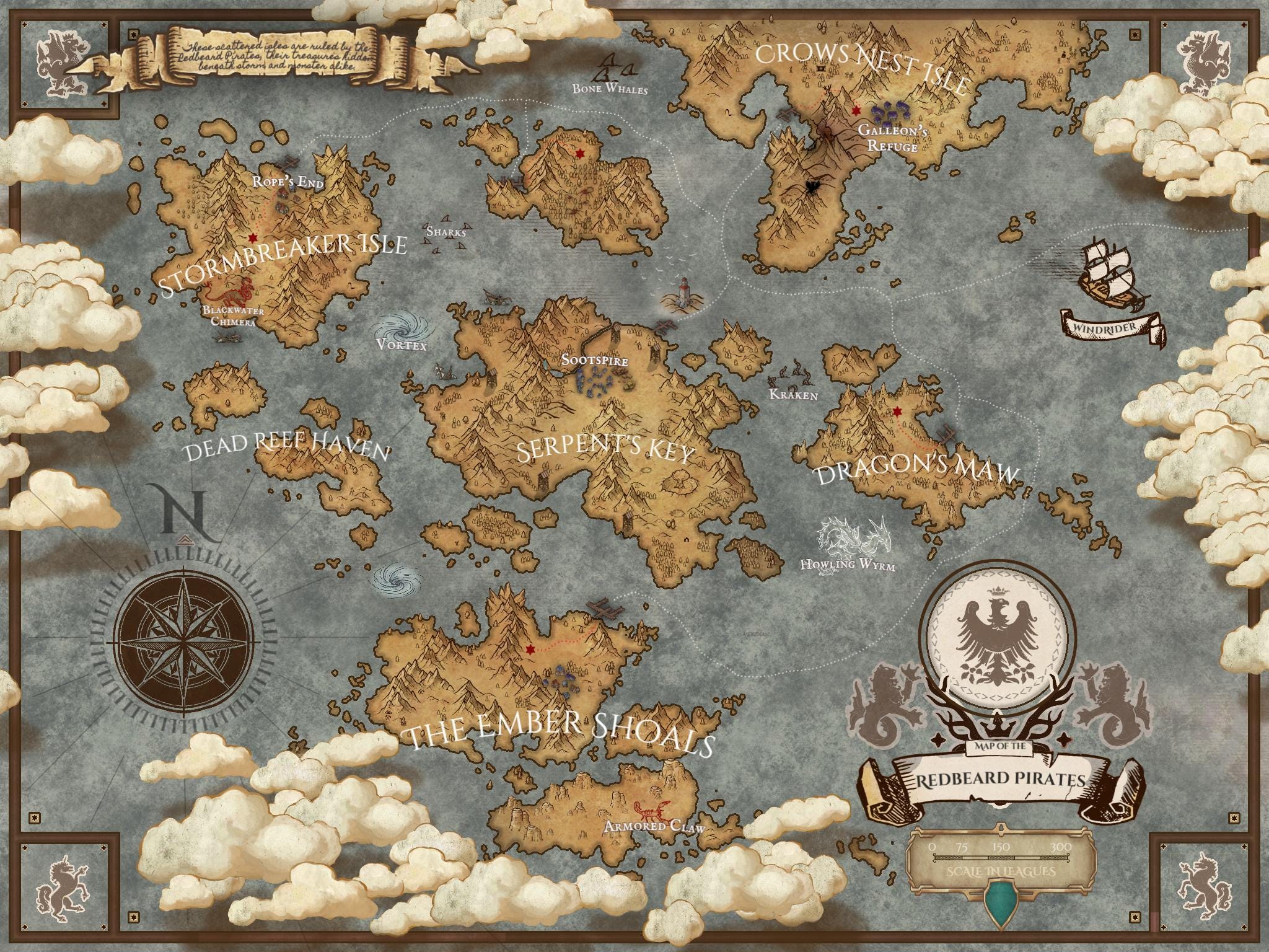 Redbeard's Treasure Map – Printable Fantasy Pirate Map | D&D