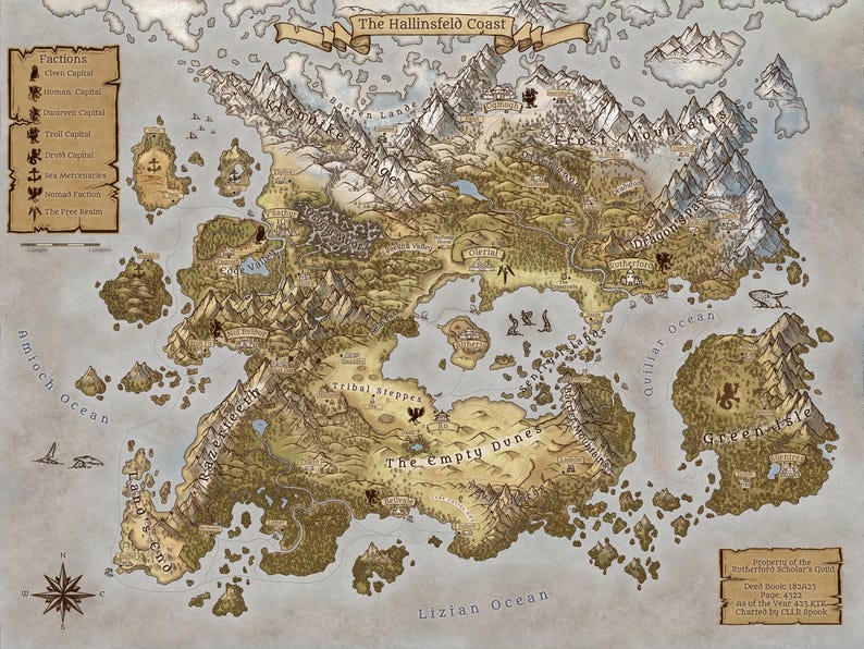 Custom Fantasy World Map for Authors / Dnd Game Masters (four Version ...