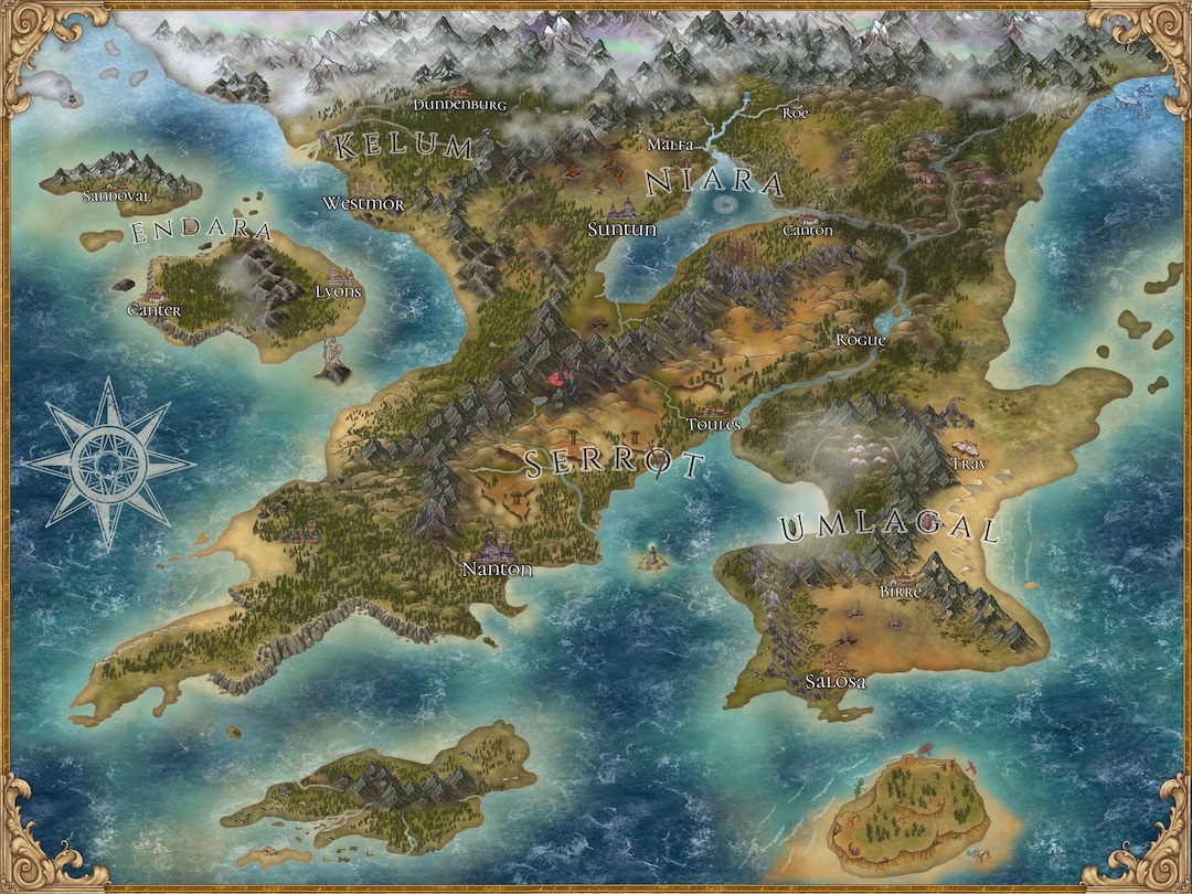 Custom Fantasy World Map for Authors / Dnd Game Masters (four Version ...