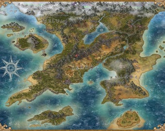 Custom Fantasy World Map for Authors / DnD Game Masters (Four Version Process)