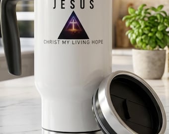 Christian Travel Mug Jesus Coffee Cup Faith Based Drinkware Church Gift Christian Believers Commuter Mug Insulated Stainless Steel Tumbler