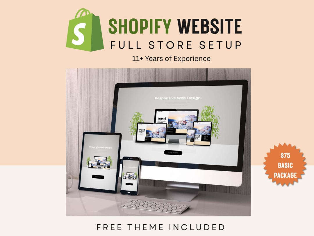 Basic Shopify Design Shopify Store Setup | Basic Ecommerce Website Design - Etsy