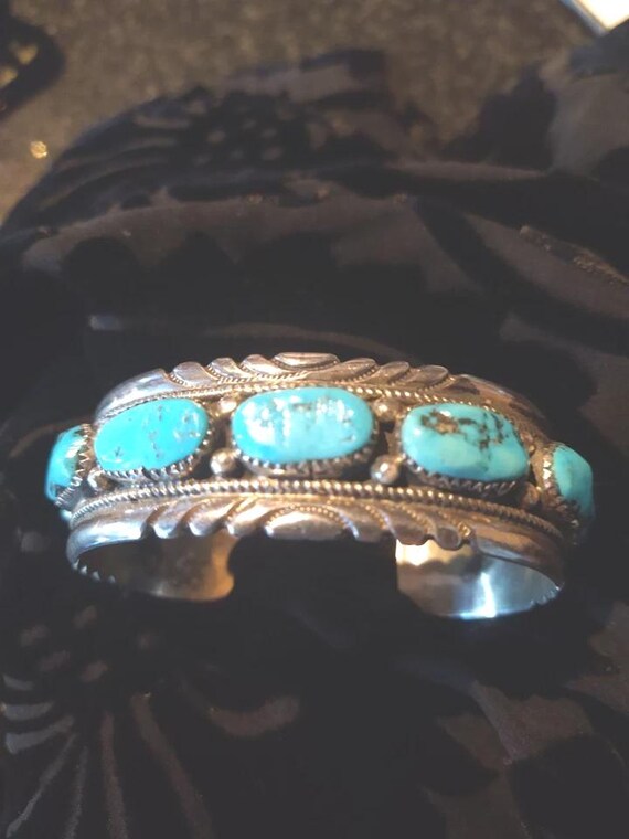Bague Turquoise En Argent Sterling Zuni Par Robert & Bernice Leekya - Taille 8, Occasion Très Bon état