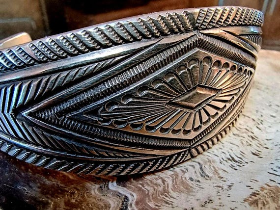 STUNNING Solid Sterling Silver Bracelet By Navajo… - image 3