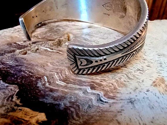 STUNNING Solid Sterling Silver Bracelet By Navajo… - image 6