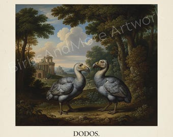 Dodos - Baroque Inspired Humorous Bird Art • Whimsical Vintage Animal Print