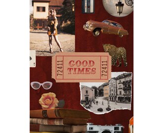 Vintage Beauty Junk Journal Matte Vertical Poster | 'Good Times' Retro Eclectic Collage, Maximalist Wall Art, Dopamine Decor