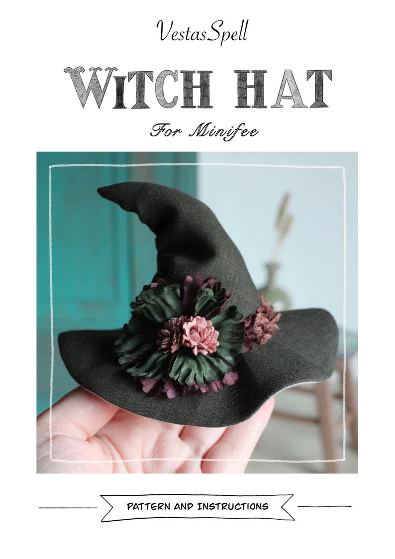 Minifee witch hat Printable PDF pattern and tutorial bjd sewing pattern image 7