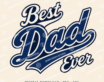 Beste vader ooit SVG-PNG | Shirtontwerp voor vaderdag | Vintage sportstijl papa graphic | Digitale download retro papa | Cricut- en silhouetbestand