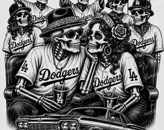 Los Angeles Dodgers Chicano Skeleton-SVG | LA Culture Lowrider, png PNGEgg | Fanart Day of the Dead Dodgers | Digitale download voor shirts en stickers