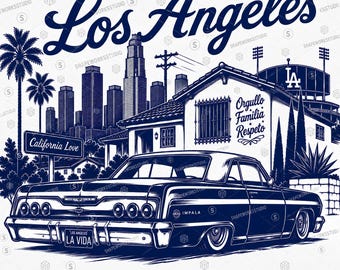 Los Angeles Californië liefde SVG png | Digitale download Chicano Lowrider | LA | Impala | Straatkunst | Op Dodgers geïnspireerd Barrio-ontwerp