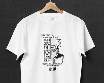 Shinobi Pain Graphic Quote Unisex Tee Heavyweight Round Neck Anime T-Shirt