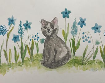 Individuelles Haustierporträt als Aquarell | Handgezeichnetes A4-Gedenkgeschenk für Ihr Haustier | Personalisiertes Hunde- oder Katzenporträt nach Foto