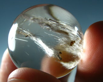 1.14" Rutile Inclusions Galore in Quartz Crystal Sphere Ly 227