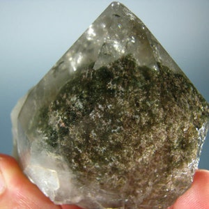 Raw Unpolished Clear Chlorite Quartz Crystal Point - R 6