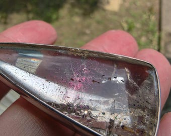 See Video of the rarest inclusion in Quartz | 148ct. Pink Fire Quartz Crystal Sterling Silver Pendant B62