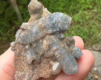 Rare Blue Quartz Cluster with Indicolite Tourmaline Brazil H201