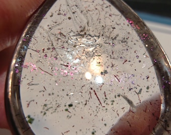 See Video of the rarest inclusion in Quartz | 125 ct. Pink Fire Quartz Crystal Sterling Silver Pendant B68