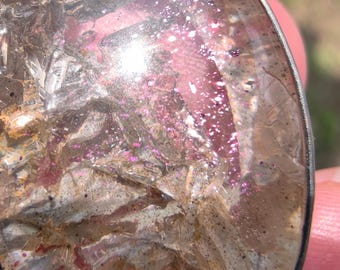 See Video of the rarest inclusion in Quartz | 82 ct. Pink Fire Quartz Crystal Sterling Silver Pendant B61