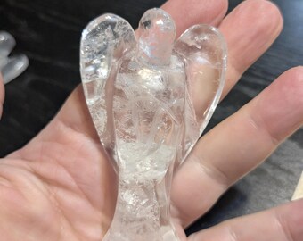 Gorgeous Lemurian Quartz Crystal Carved Angel H91b