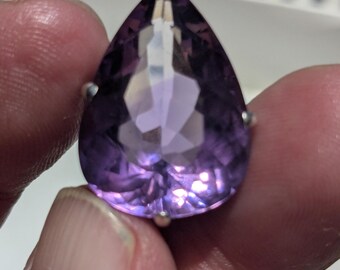 29 ct Faceted Amethyst Quartz Sterling Silver Pendant Y14