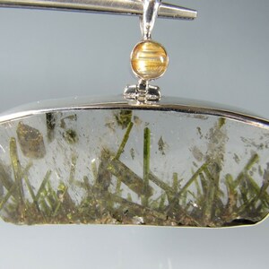 144 ct. Epidote Quartz Crystal/ Rutilated Quartz Sterling Silver Pendant LY 575 image 4