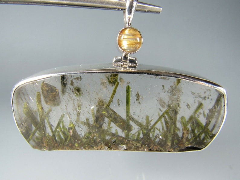 144 ct. Epidote Quartz Crystal/ Rutilated Quartz Sterling Silver Pendant LY 575 image 4