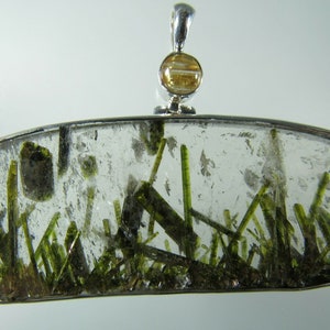 144 ct. Epidote Quartz Crystal/ Rutilated Quartz Sterling Silver Pendant LY 575 image 3