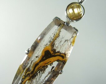 93 Cts.dendritic cuarzo cristal de ley plata de ley colgante Ly 569