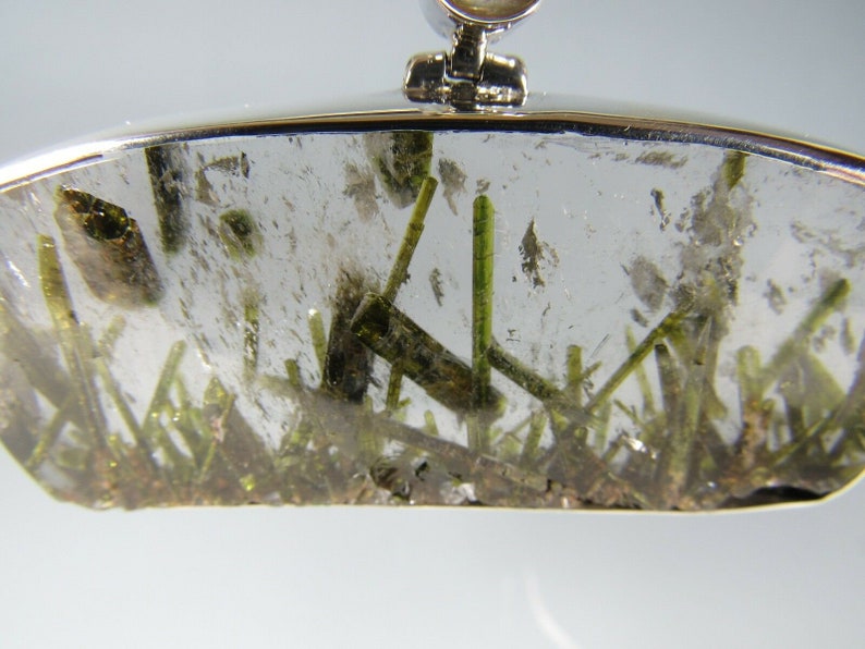 144 ct. Epidote Quartz Crystal/ Rutilated Quartz Sterling Silver Pendant LY 575 image 5