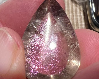 See Video! Pink Fire Quartz With Rare Covellite Inclusions from Brazil - B7