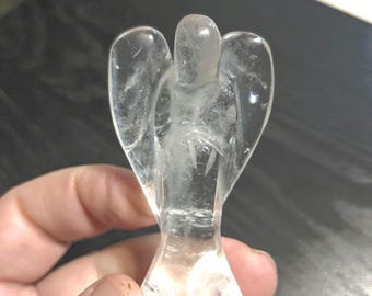 Gorgeous Lemurian Quartz Crystal Carved Angel H91a