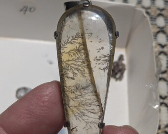 83 ct Surreal Tree-like Dendritic Quartz Crystal Sterling Silver Pendant -Jew69