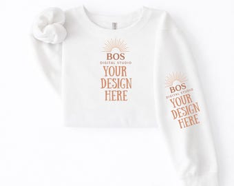 Gildan 18000 White Sleeve Mockup, G18000 Crewneck Sweatshirt Layflat Mockup, Gildan 18000 Sleeve Mock, Layflat Mockup