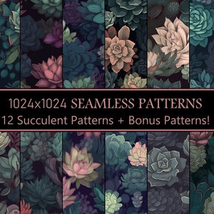 12 Seamless Patterns - Succulents