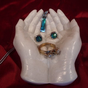 Mains, Porte Bijoux. Cadeau femme, Porte bougie,  Marbre,  Porte Carte Visite, Zen,  Offrant, Mains ouvert, Artisanale, Cadeau Homme,