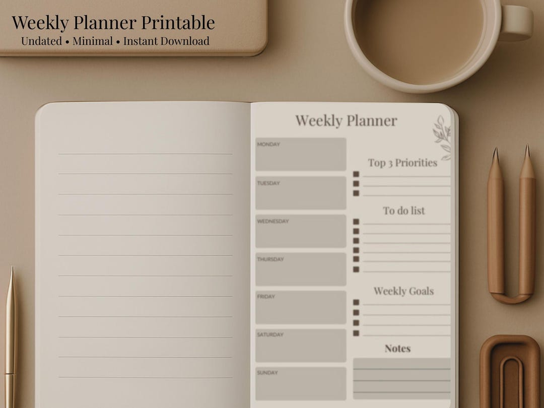 Weekly Planner Printable | Undated Weekly Planner | Minimal Aesthetic ...