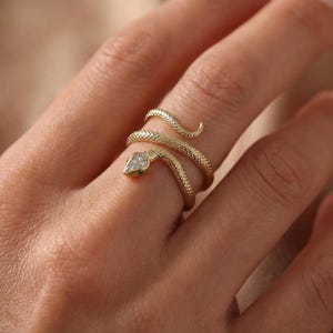 Gold Snake Ring • Serpent Wrap Statement Ring