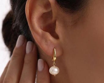 Brincos de pérola pendentes - Presente de Natal