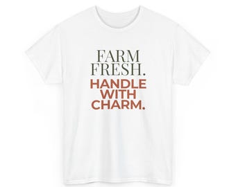 Camiseta divertida con asa y dije "Frescura de granja", camiseta con humor coqueto, camiseta de chiste para chica, bonito regalo de granja, camiseta campestre para chico granjero, algodón blanco