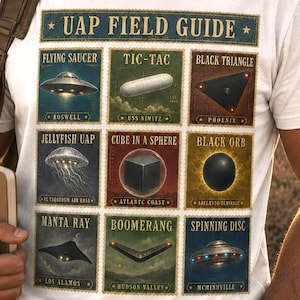 UFO Field Guide Shirt, UAP Disclosure Tee, Tic Tac, Jellyfish UFO, Alien Disclosure Shirt, Area 51 Gift, Sci Fi Tee