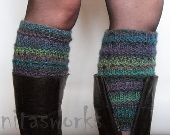 Boot Cuff Boot Toppers Leg Warmers Striped Multicolored Boot Socks Knit Legwarmers Cable Knitted