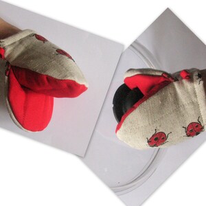 Oven Mit Ladybug set Quilted Oven Glove Red Black Kitchen Decor