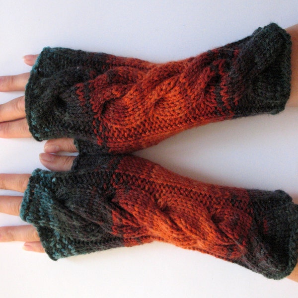 Fingerless Gloves Brown Orange Blue Azure Black Beige Green Mittens Wrist Warmers