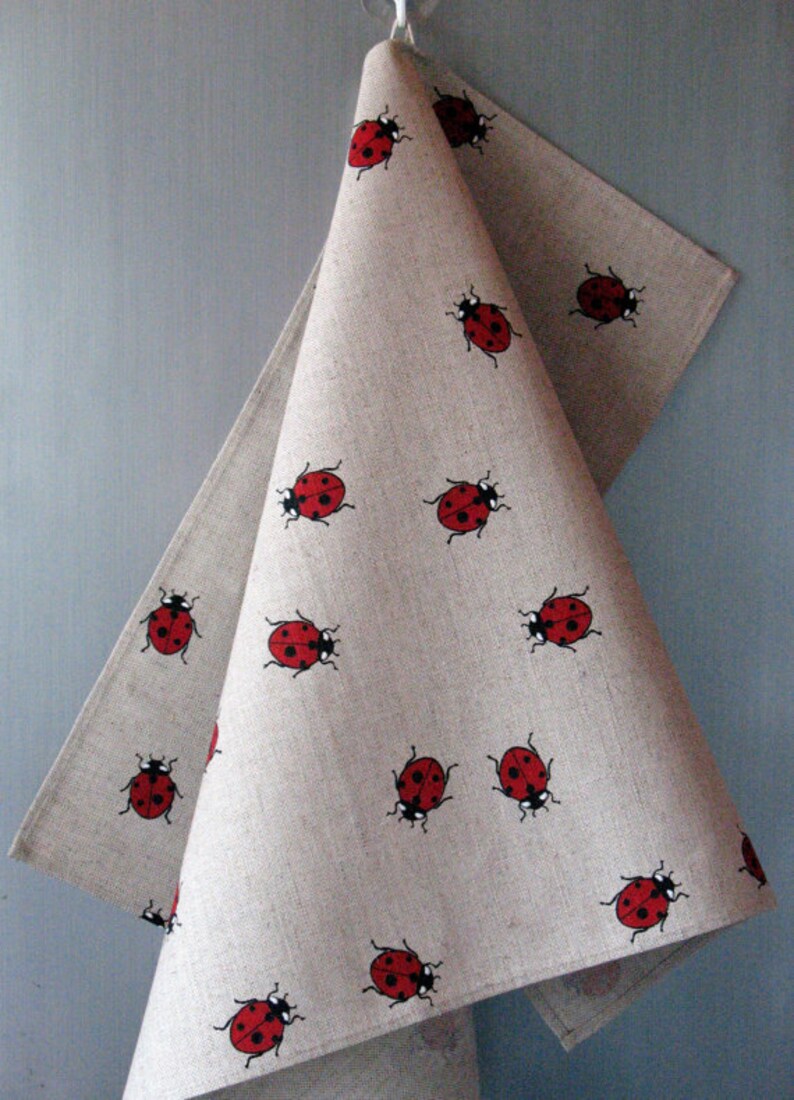 Linen Kitchen kit for women Valentines Day Easter Oven Mit Natural Gray Ladybug Red Black