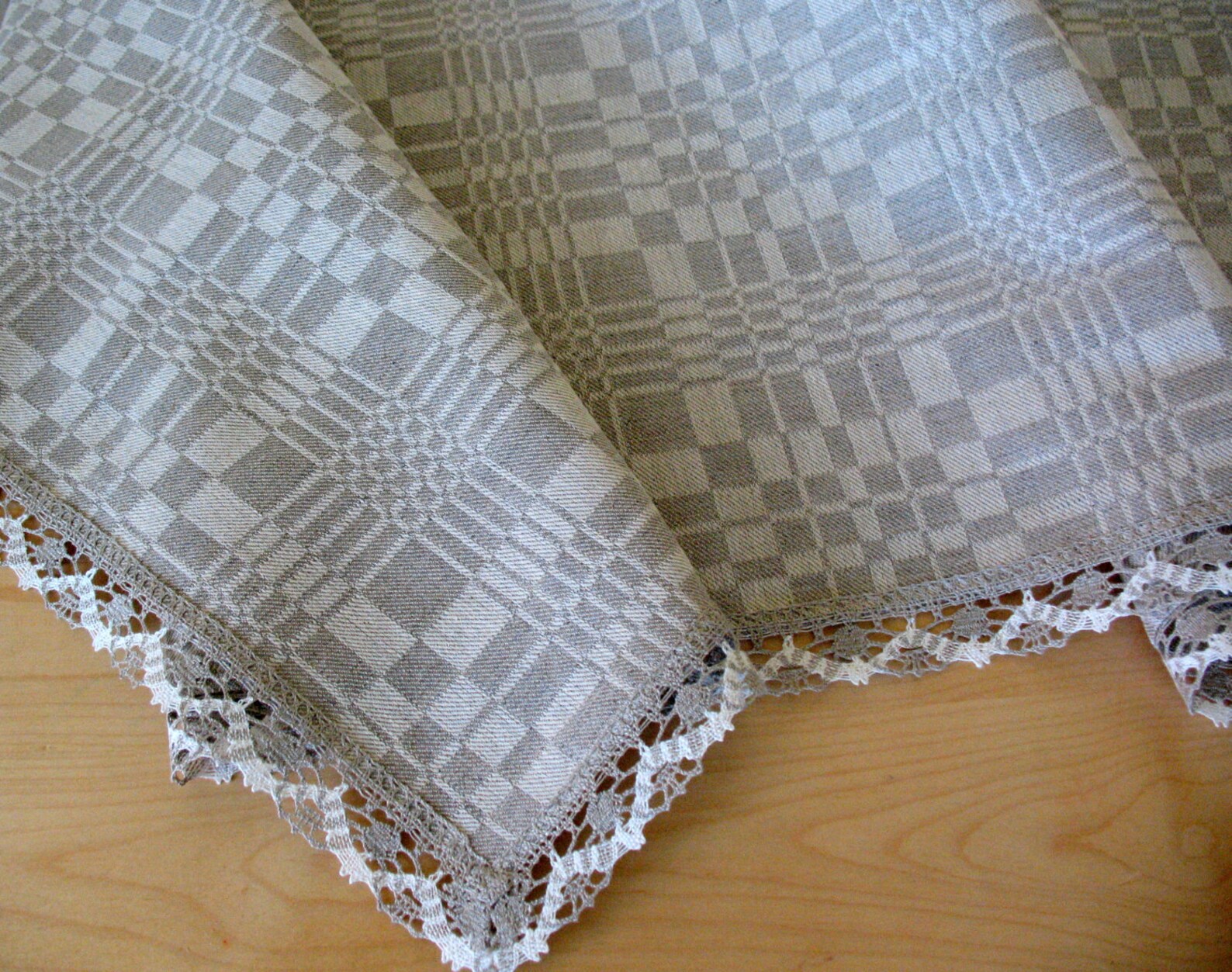 Linen Tablecloth Natural White Gray Checkered 106.3 X | Etsy