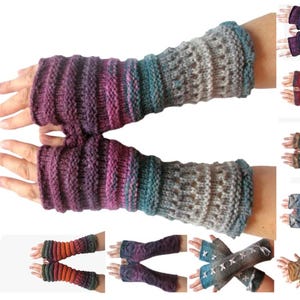 Mitaines en tricot pour femme - Manchettes en acrylique, gants d'hiver confortables, cadeau pour elle