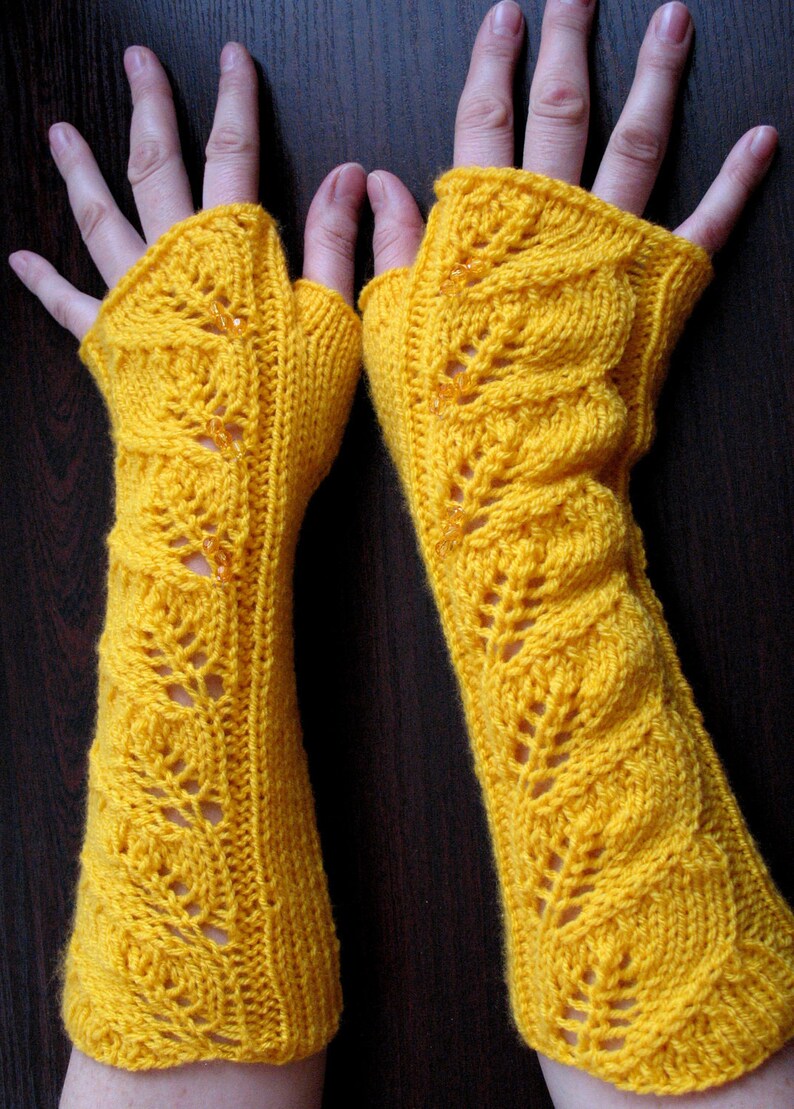 Fingerless Gloves Mittens Wrist Warmers Yellow Arm Warmers Etsy