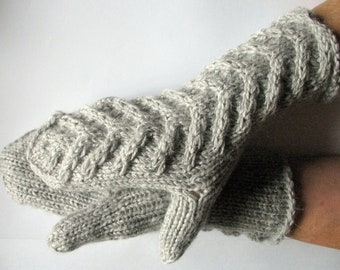 Mittens Gloves Light Gray Soft Wool Acrylic Mohair