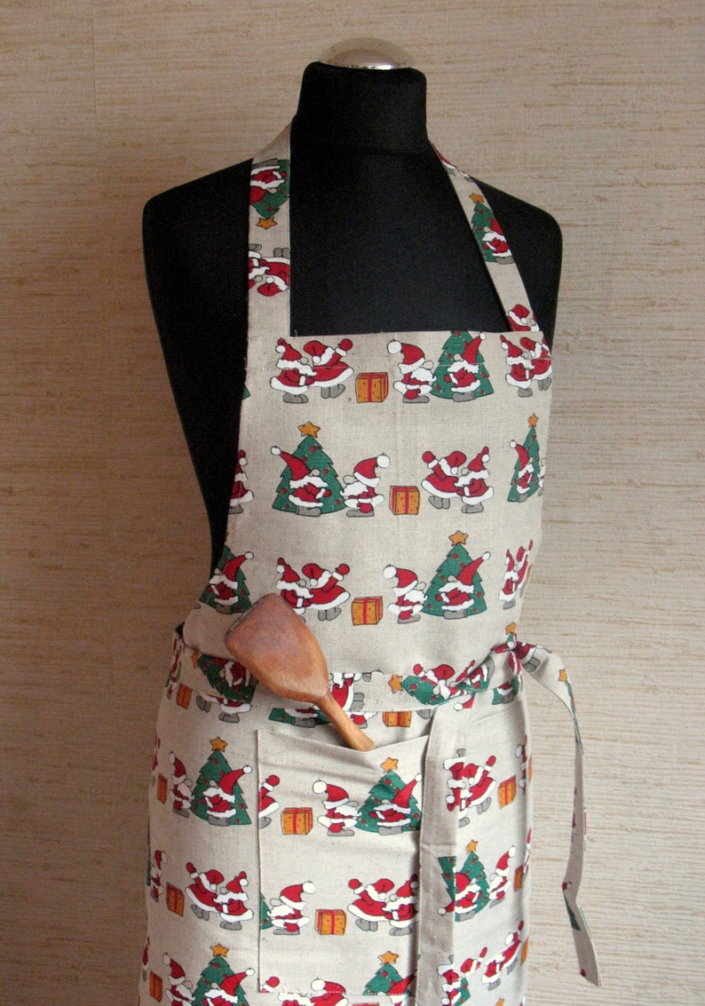 Apron Womens Aprons for women Christmas Apron Linen Kitchen Etsy